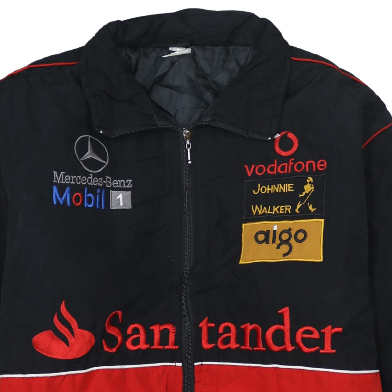 Mercedes-Benz Black Red Nascar Jacket Men's XLarge Embroidered McLaren Logos Racing Bomber Outerwear
