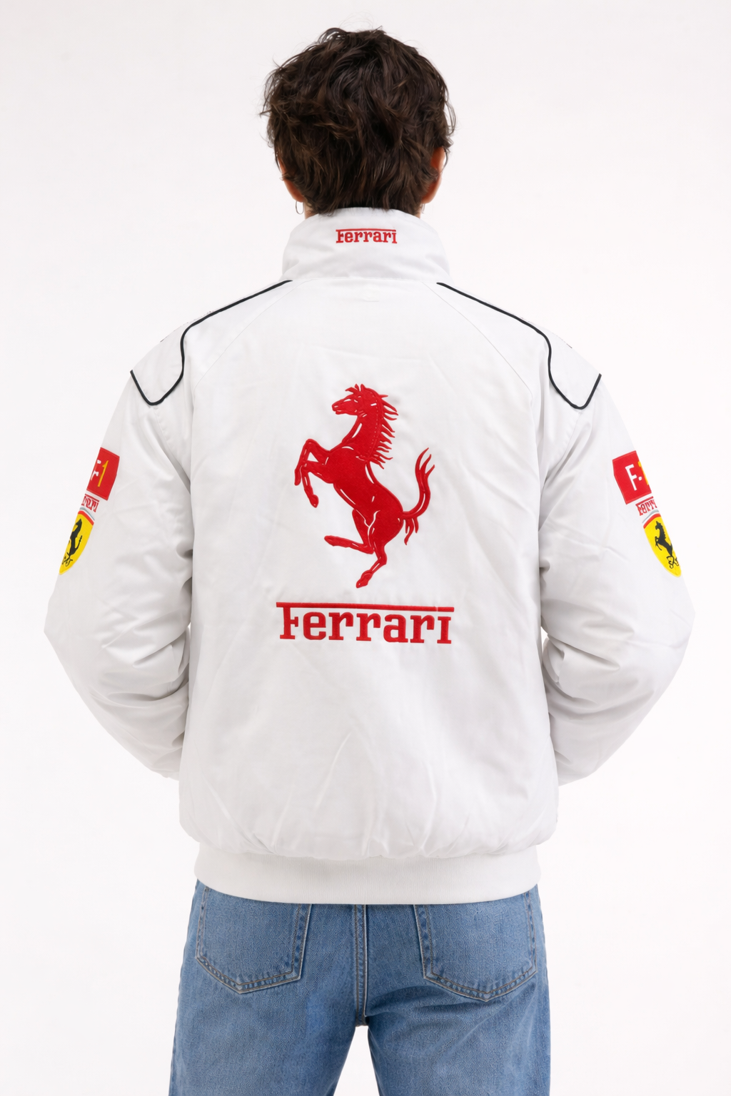 Ferrari F1 Vintage  White Racing Jacket