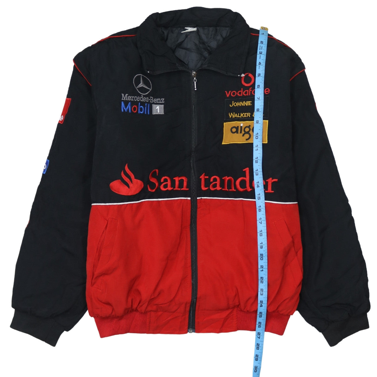 Mercedes-Benz Black Red Nascar Jacket Men's XLarge Embroidered McLaren Logos Racing Bomber Outerwear