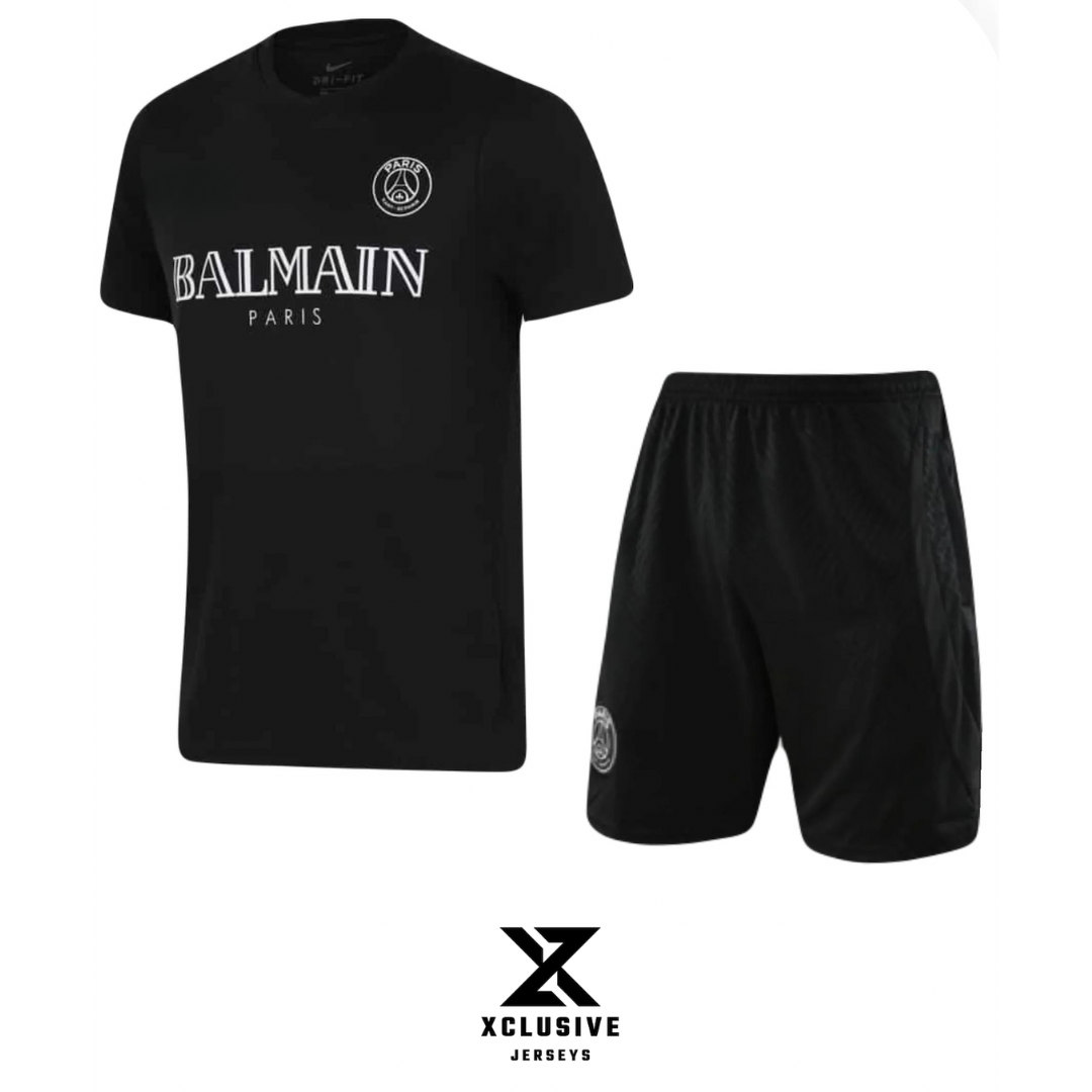 PSG x BALMAIN T-Shirt & Shorts Set – Black