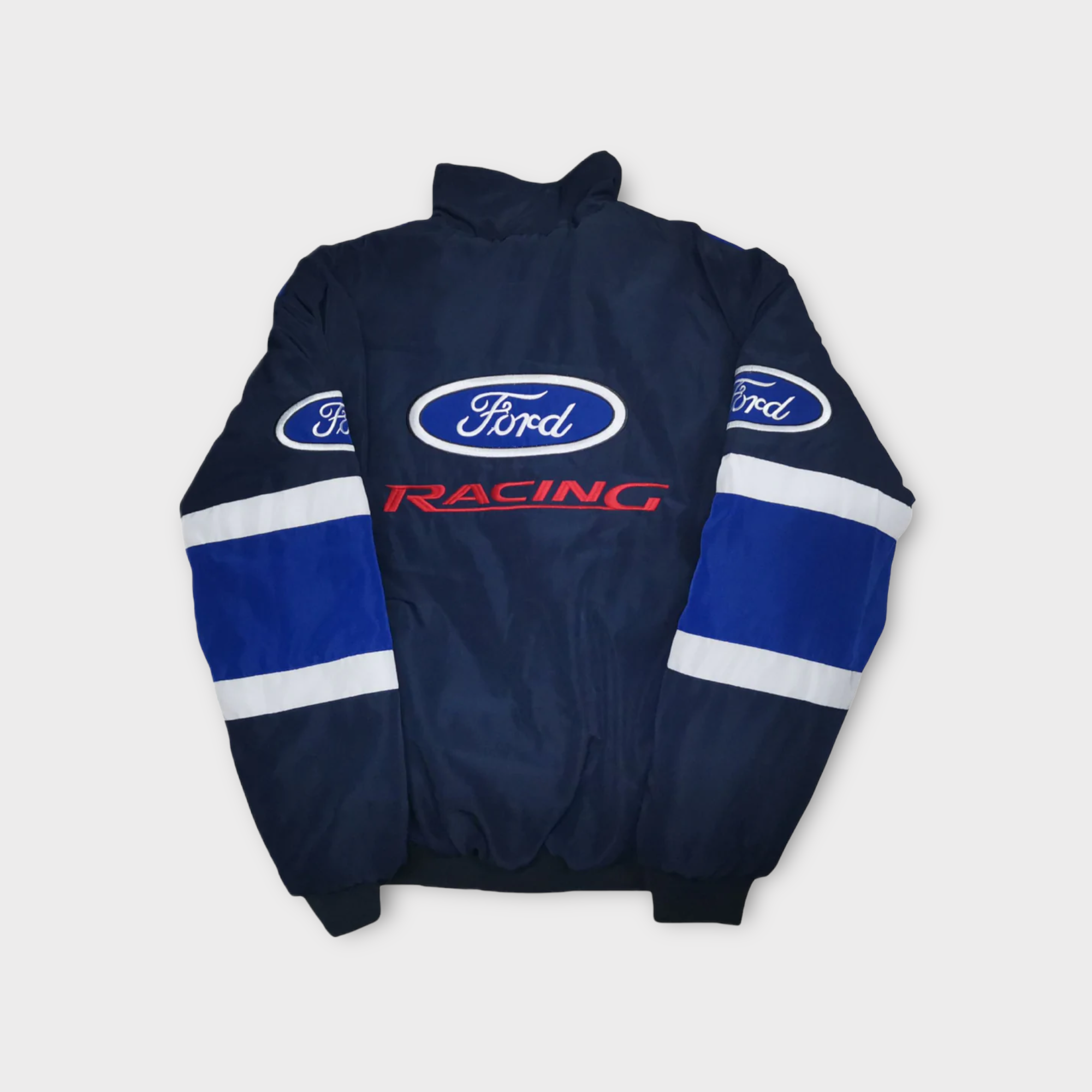 Ford Racing Team Jacket – Blue & White Zip-Up Vintage Style