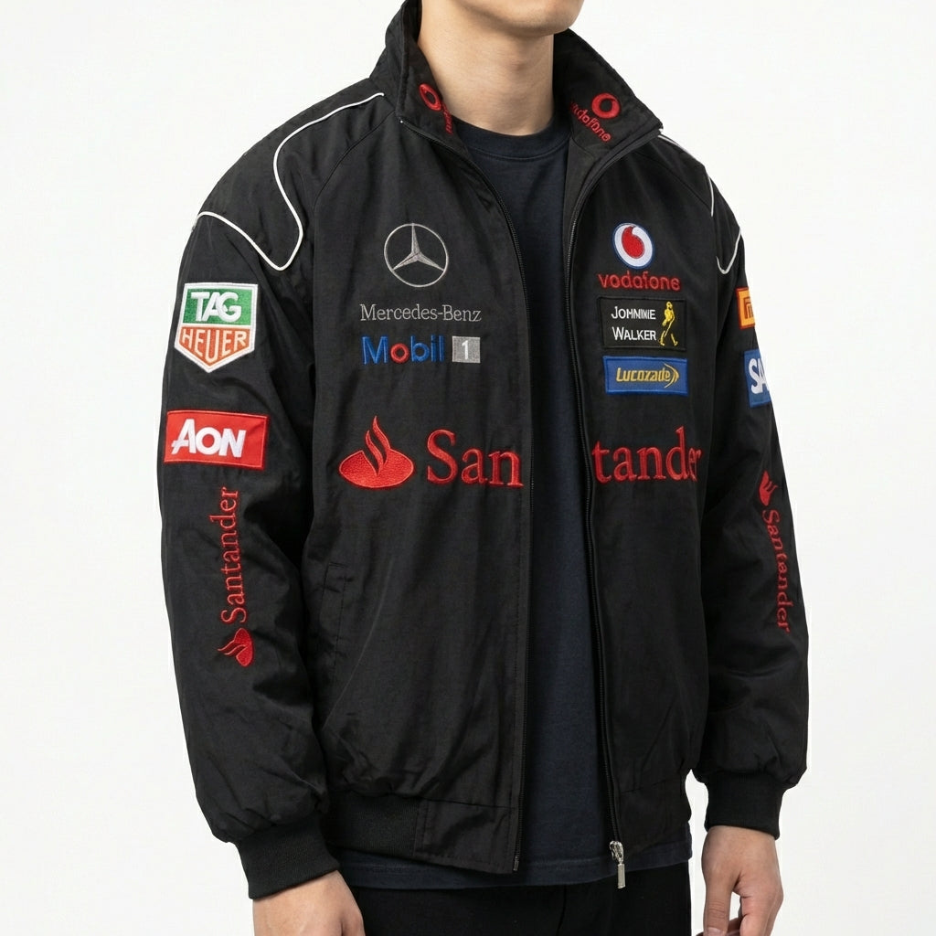 Mercedes-Benz Racing Jacket Black | Full-Zip Stand Collar Motorsport
